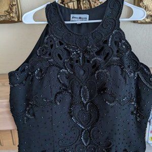 Ladies formal gown, black, beaded and sequined